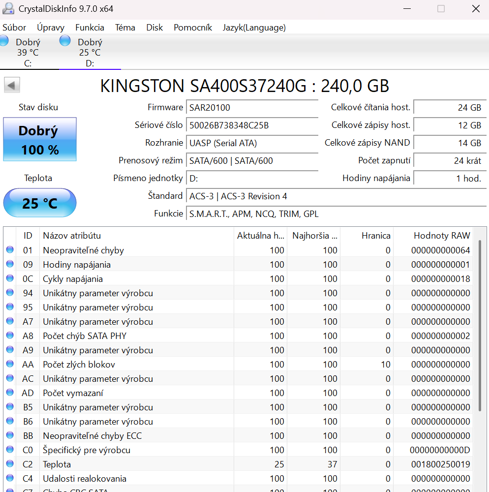 Nový SSD Kingston A400 240 GB (SA400S37/240G) – interný 2,5″ - 3