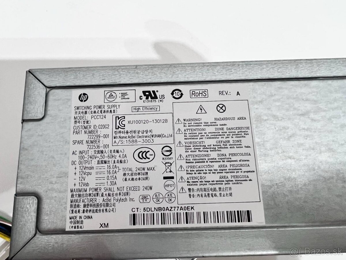 Predám použitý zdroj do počítača HP 400 G1 model PCC124 - 3