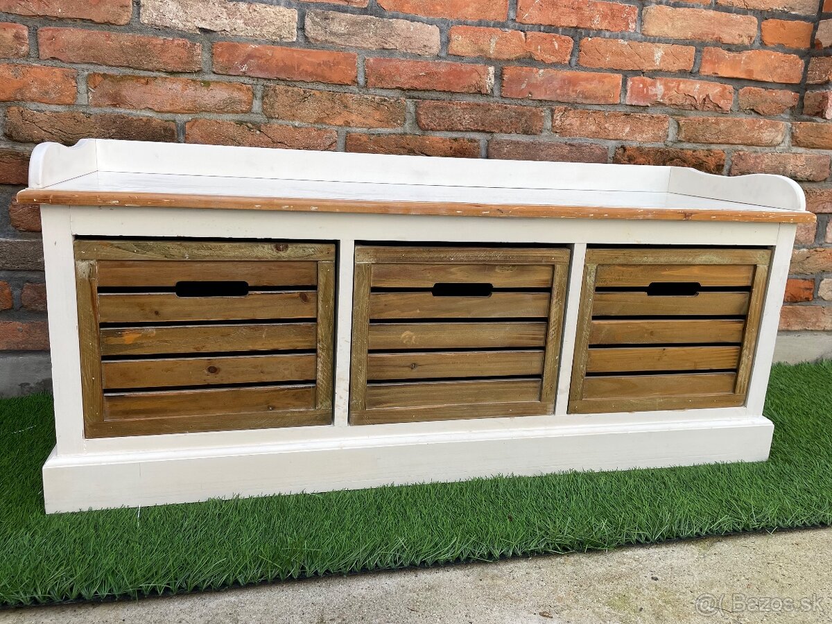 Botník vintage, lavica so zásuvkami - 3