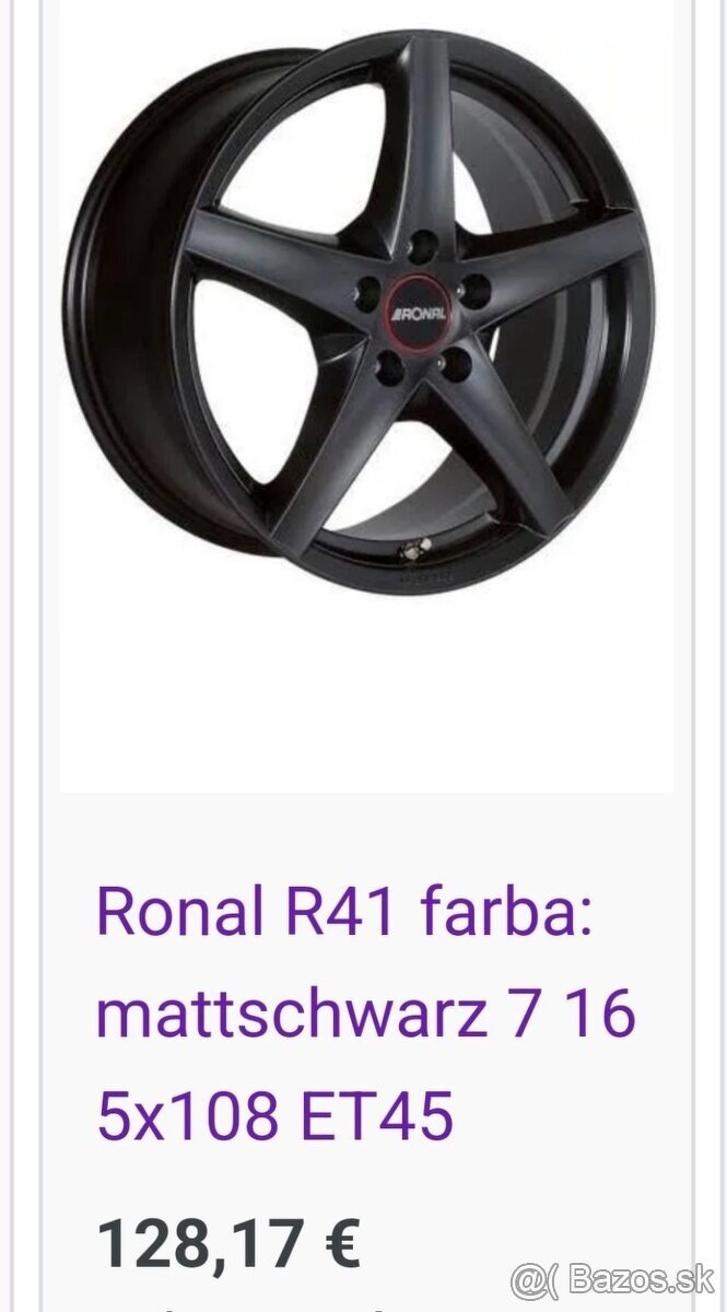 Predám elektróny Ronal R41 7Jx16 5x108 ET45 + zimné pneumati - 3