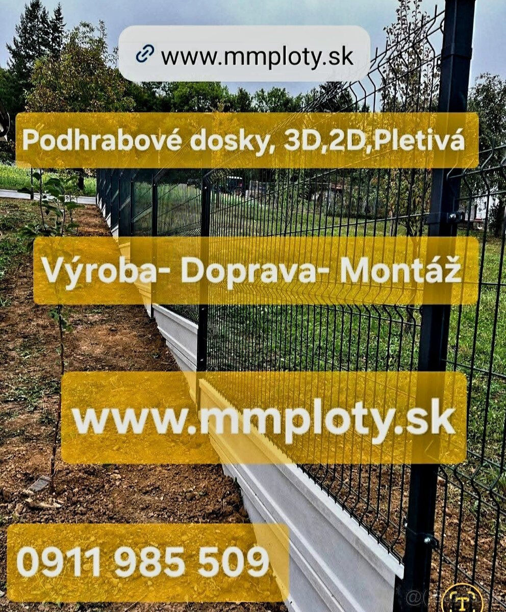 Betonovy plot, podhrabove dosky 3d,2d,Montáž - 3