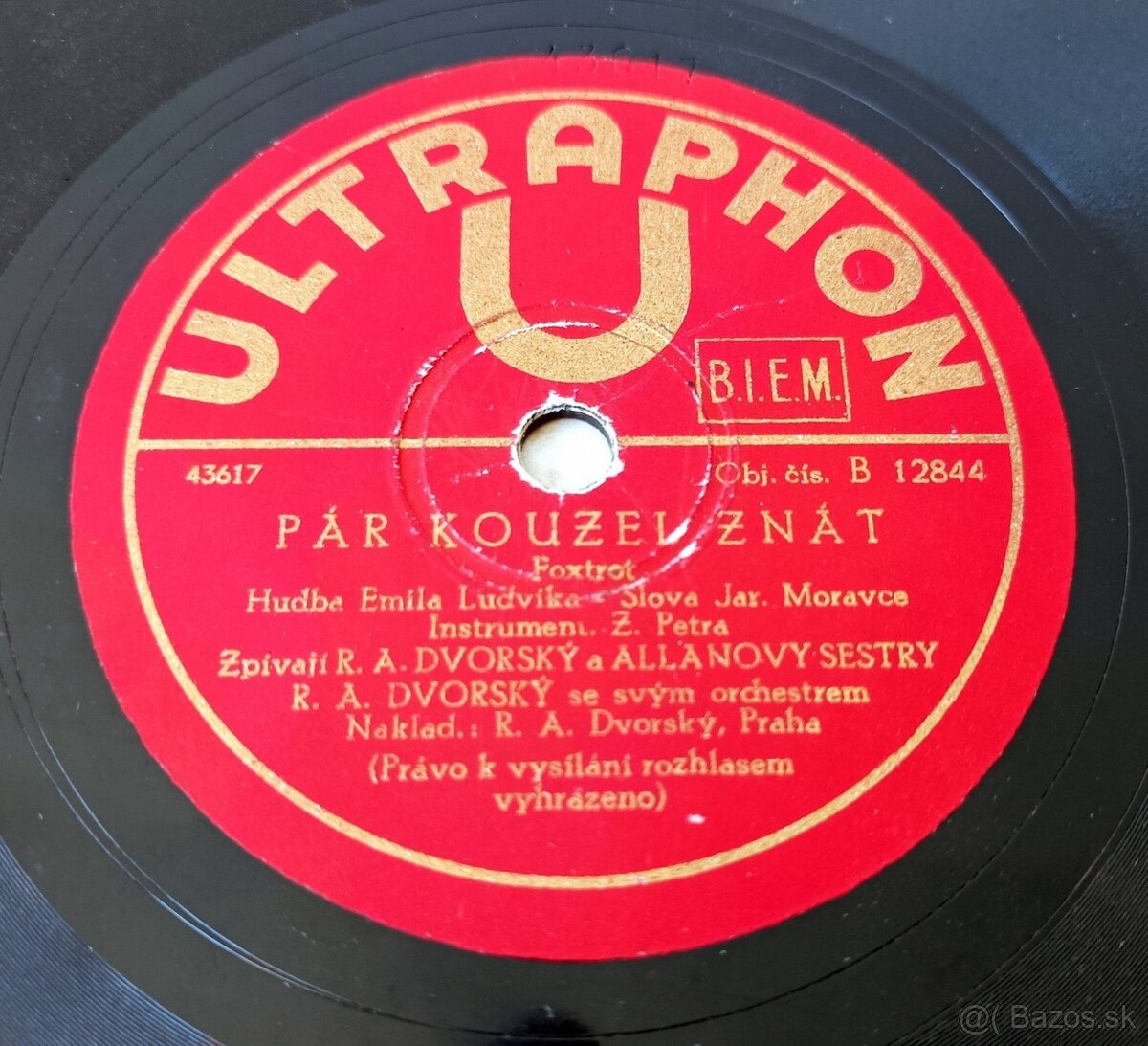 4 šelakové gramofonové desky ULTRAPHON, R. A. Dvorský - 3