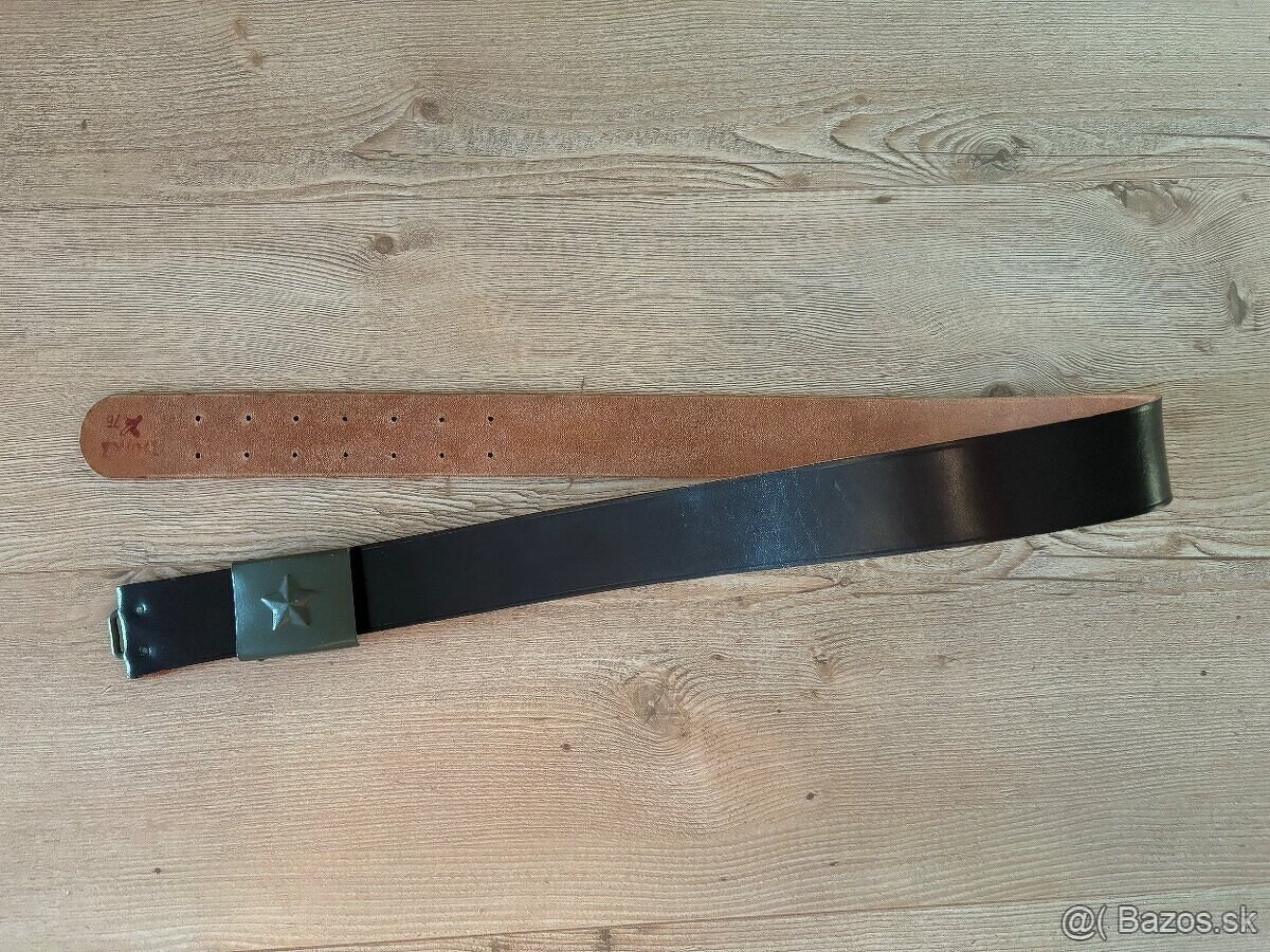 Vojenský opasok, remeň ČSĽA kožený, originál vz.60 nový - 3