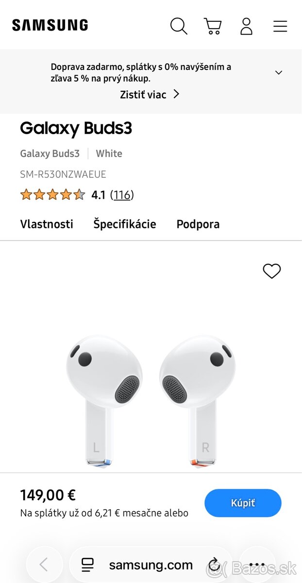 Predám nové slúchadlá Samsung Buds3 - 3