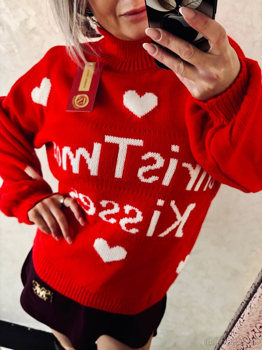 Damsky rolakovy pleteny sveter red - 3