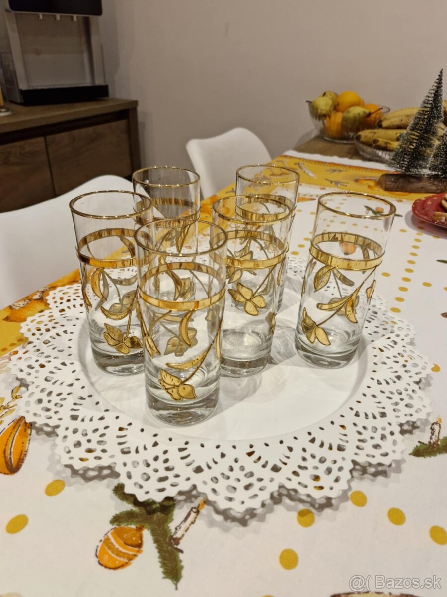 Sada Vintage Pohárov so Zlatým Dekórom – Mid-Century Modern - 3