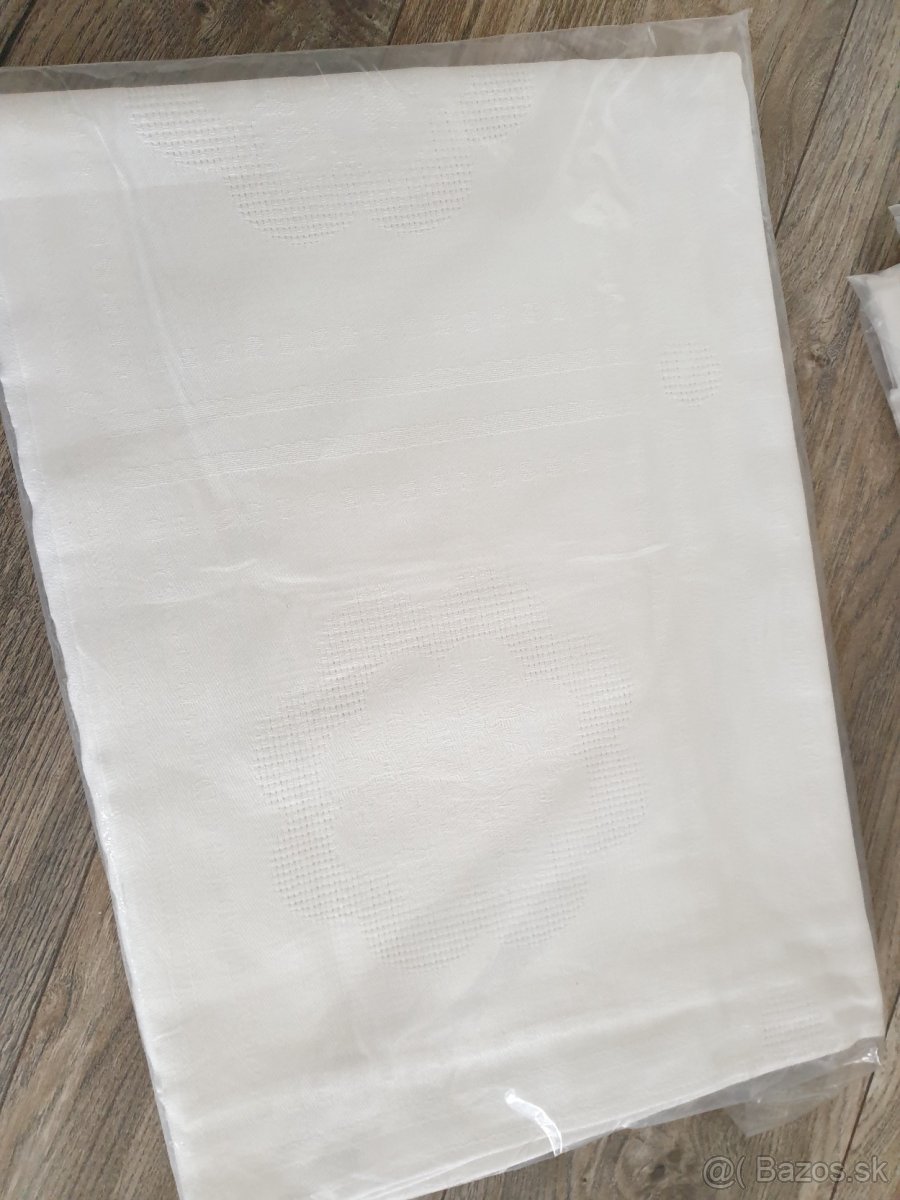 Damaškovy obrus biely 1,45x1,45m, 4ks, nove - 3