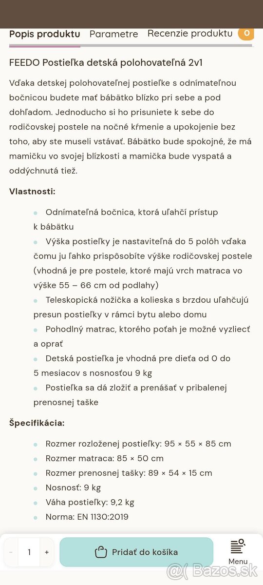 Polohovateľná postieľka - 3