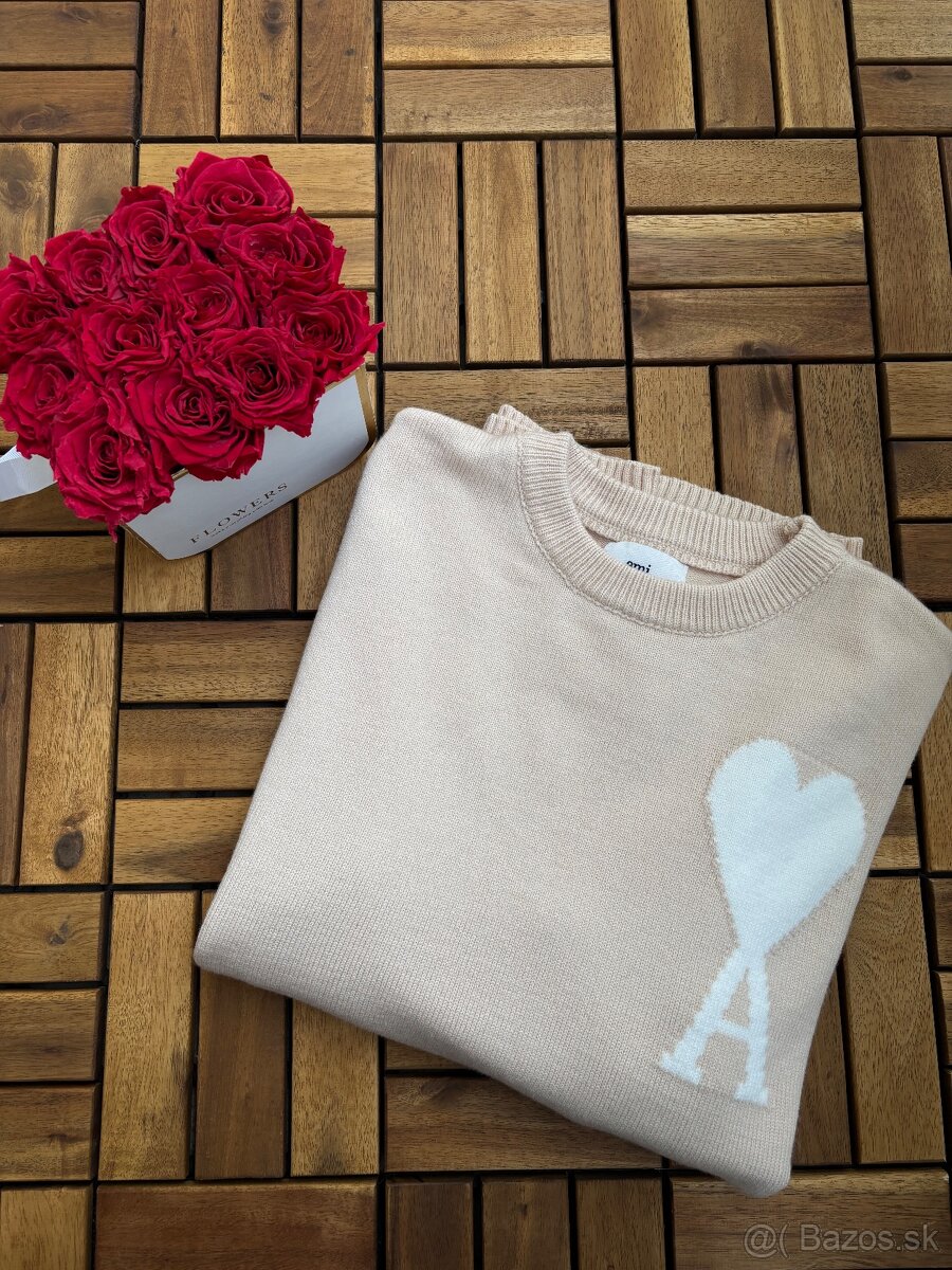 Ami pletený kremovy pulover sveter - 3