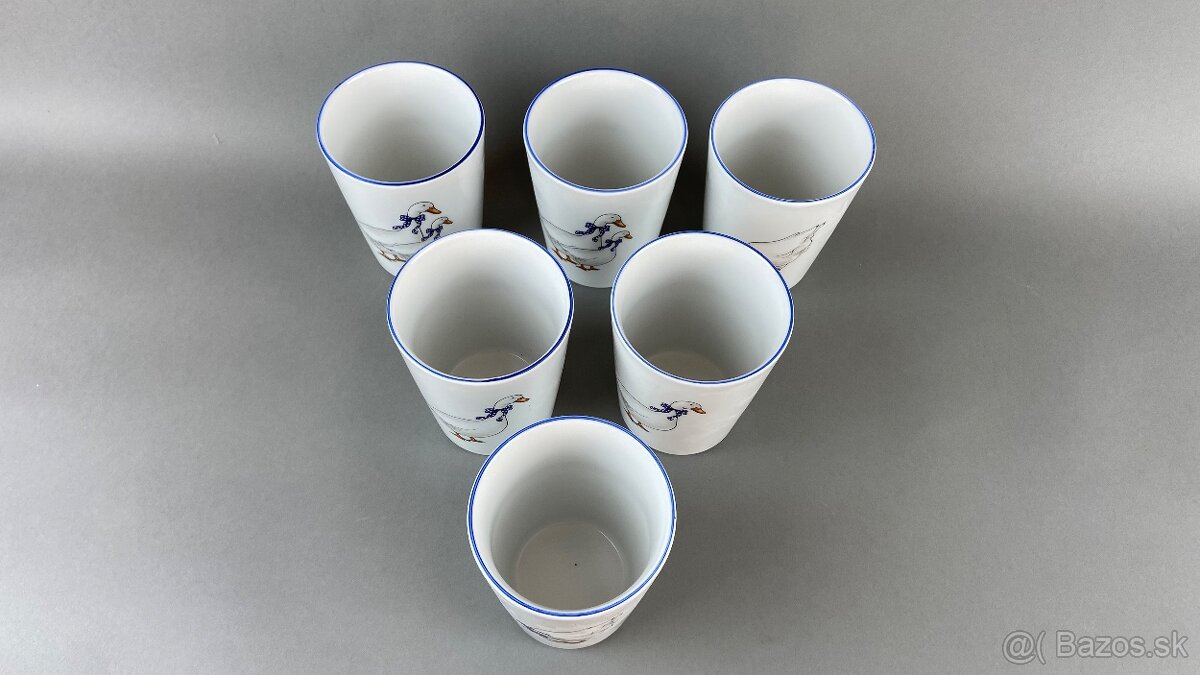 6x Pohár s husami, modrá linka, Moritz Zdekauer - 3