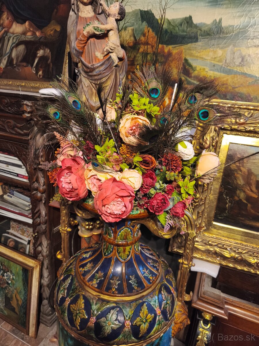 Luxusná starožitnã, keramická vázaz pólov.19.storoč. - 3