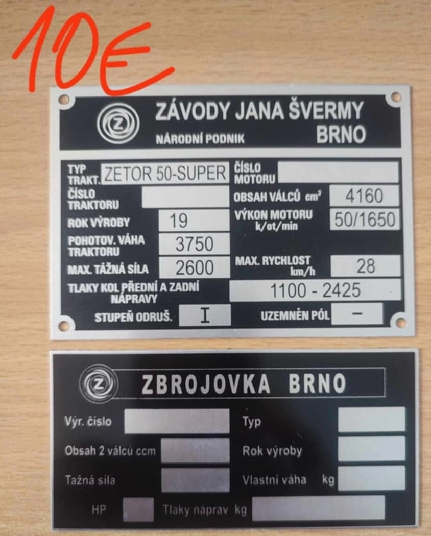 Výrobné štítky na Zetor a vlečky - 3