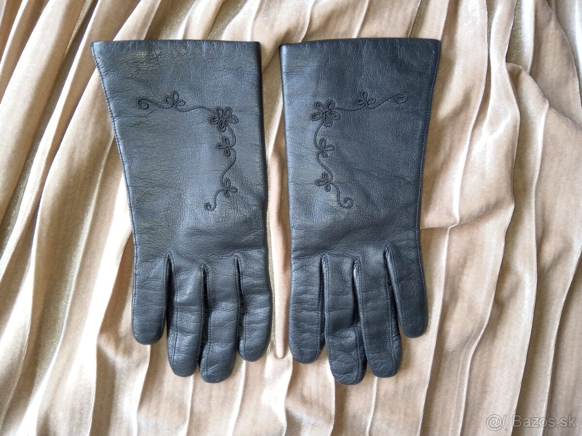 Čierne nové kożené rukavice vintage štýl - 3