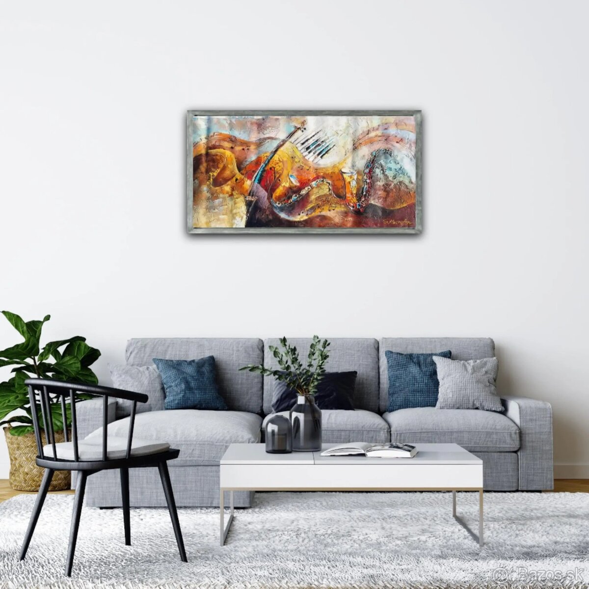 SHAUL KOSMAN - Saxofón a klavír (olejomaľba) nerámovaný - 3