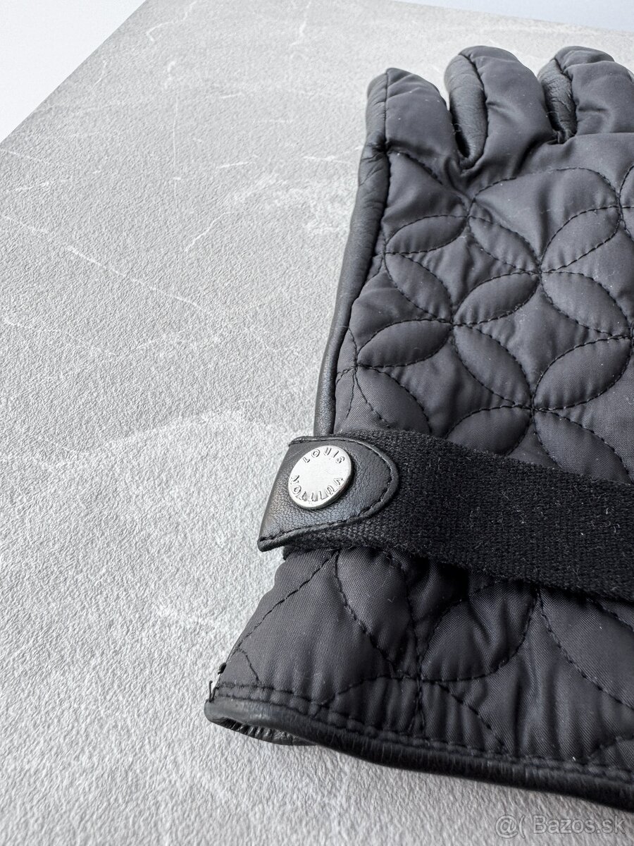 Originál LOUIS VUITTON dámske čierne kožené rukavice - 3