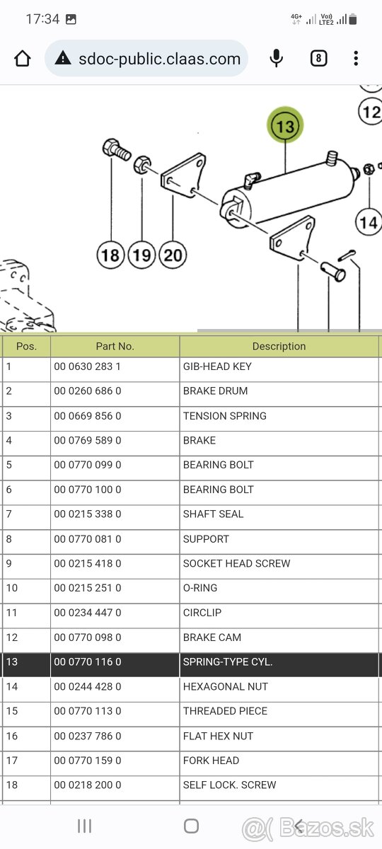 Valec rucnej brzdy claas lexion - 3