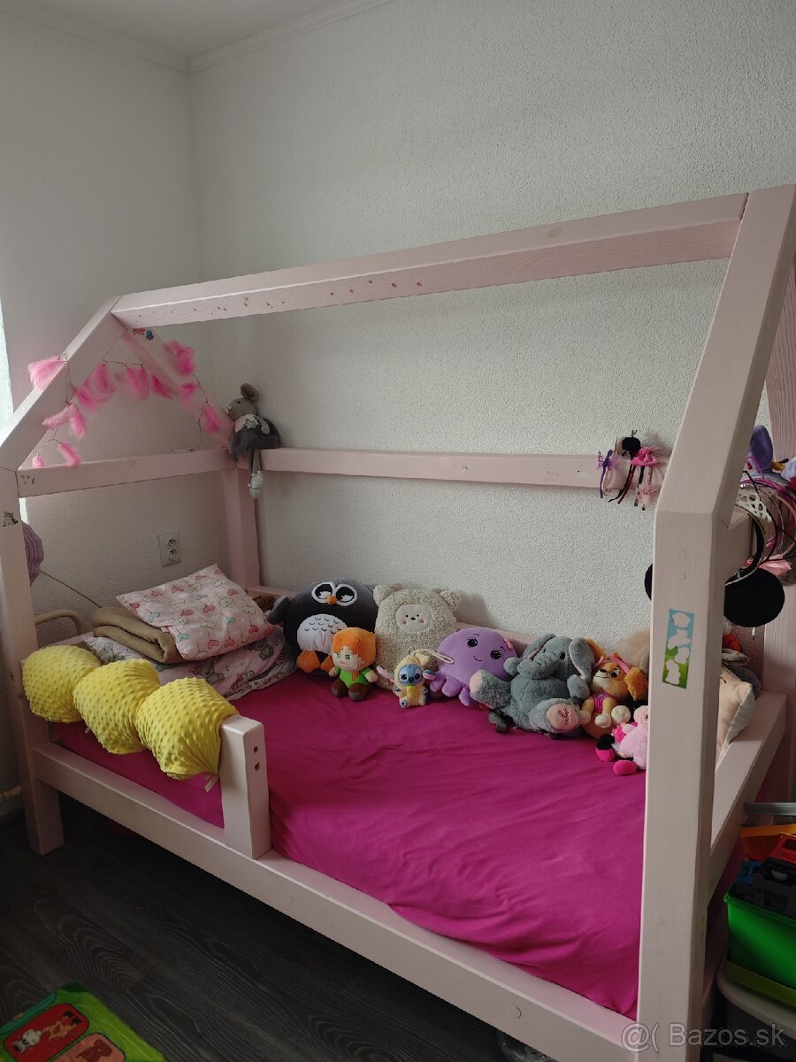 Detská masívna posteľ , ružová - 3