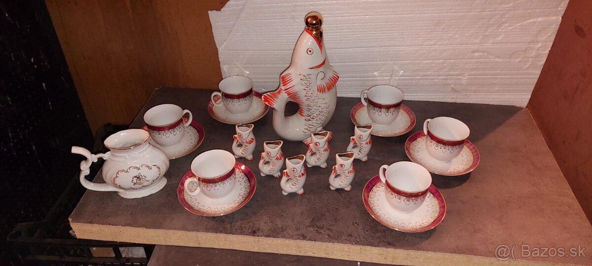 Porcelan, retro, ryba, salky - 3