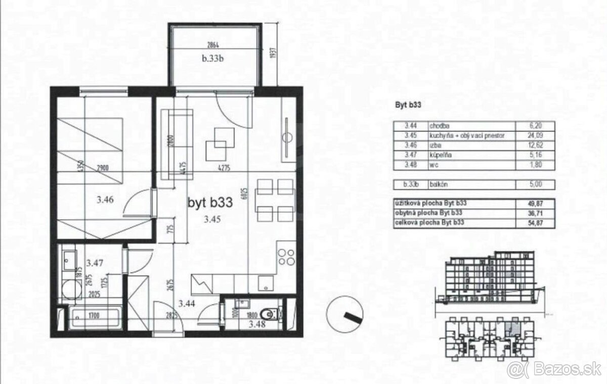 Na predaj 2 izbový byt s parkovaním, Kramáre , Vlárska ulica - 3