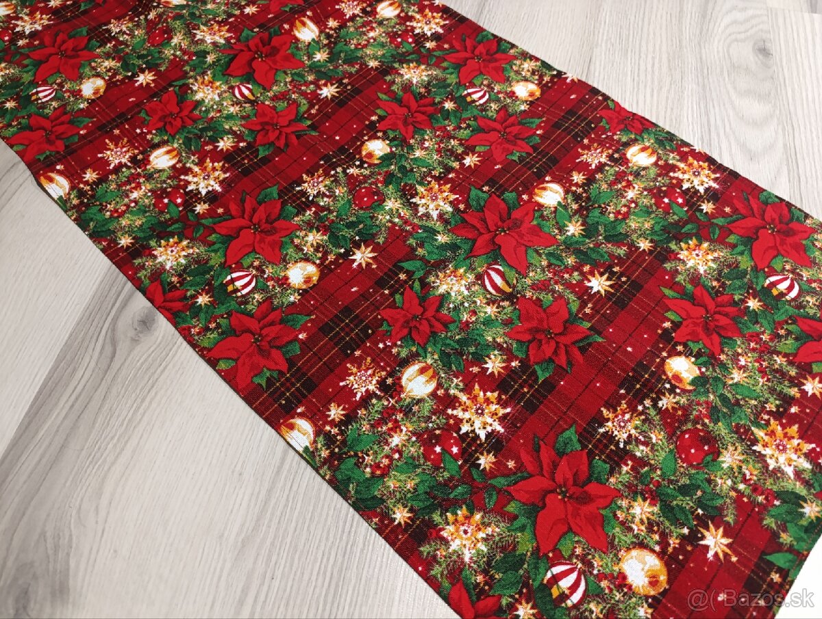 Červený vianočný obrus, štóla - 3