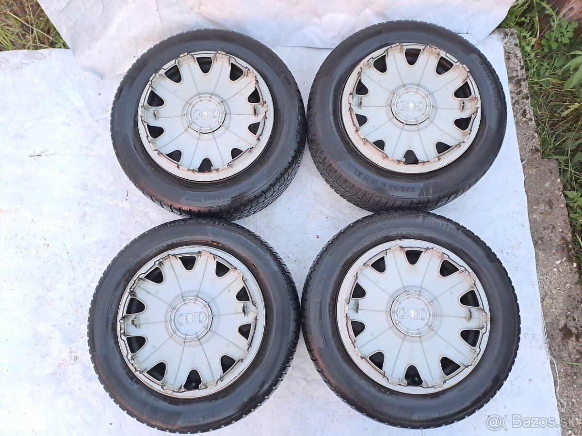 5x112 AUDI Originál Zimná Sada-Disky Puklice Pneu 225/55R16 - 3