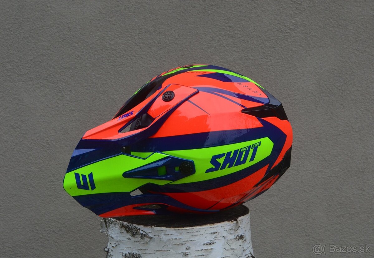 juniorská detská prilba okuliare shot oranžová žltá fluo - 3