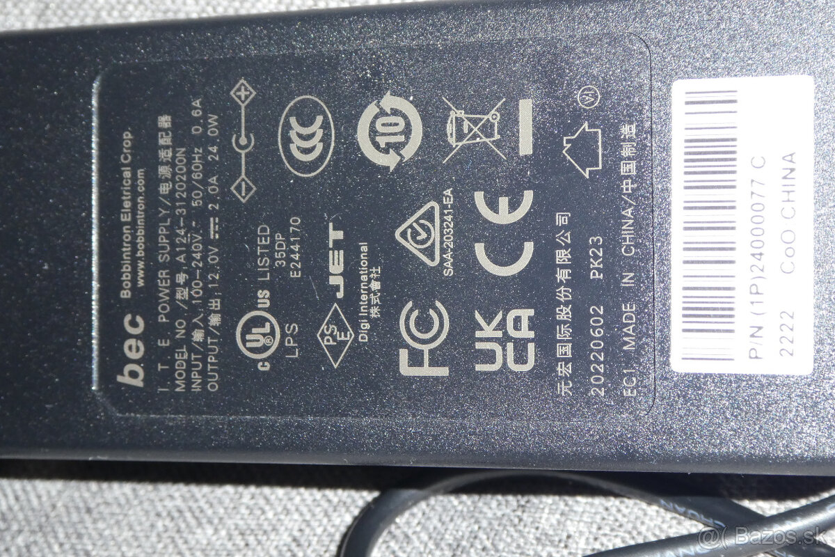 zdroj (adaptér, transformátor, trafo, trafák) 12V/24W/2A - 3