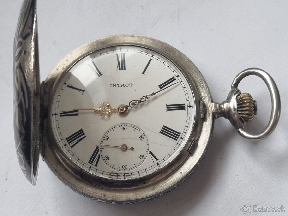 Strieborné, vreckové hodinky,Intact. - 3