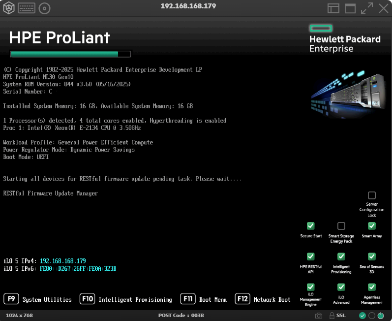 HPE ProLiant ML30 Gen10, E-2134 CPU Cores 4, Threads 8 - 3