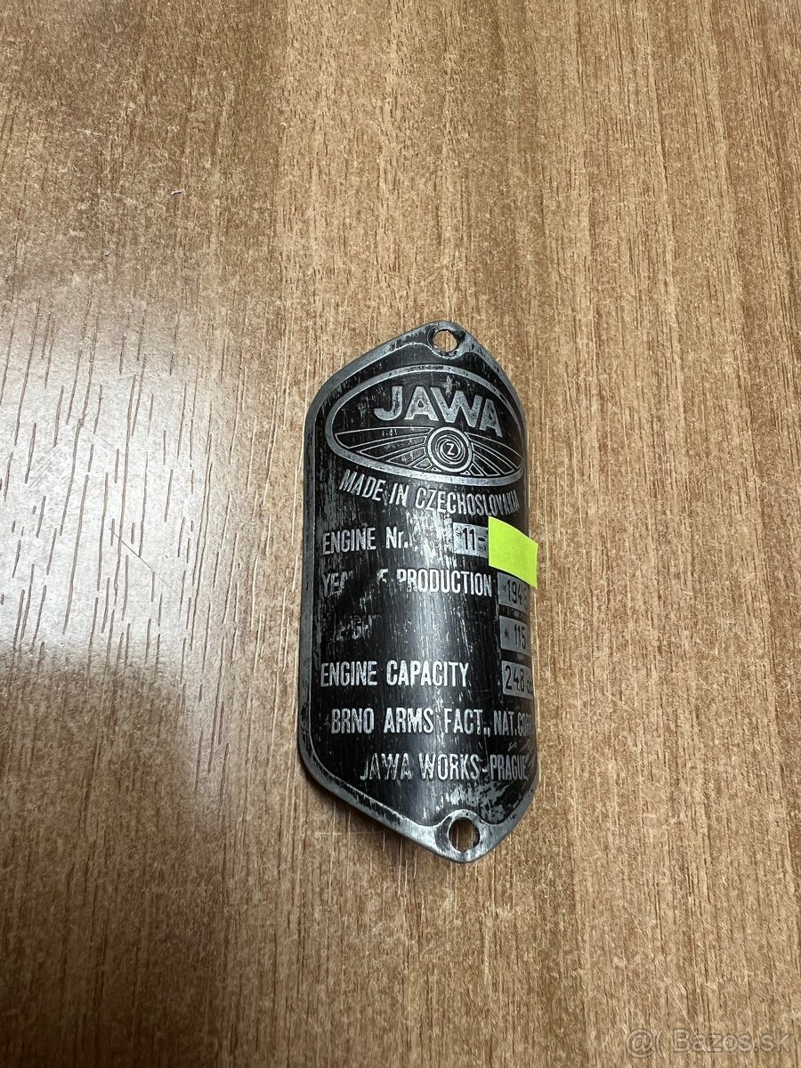 Štítok Jawa Perák 250 - 3