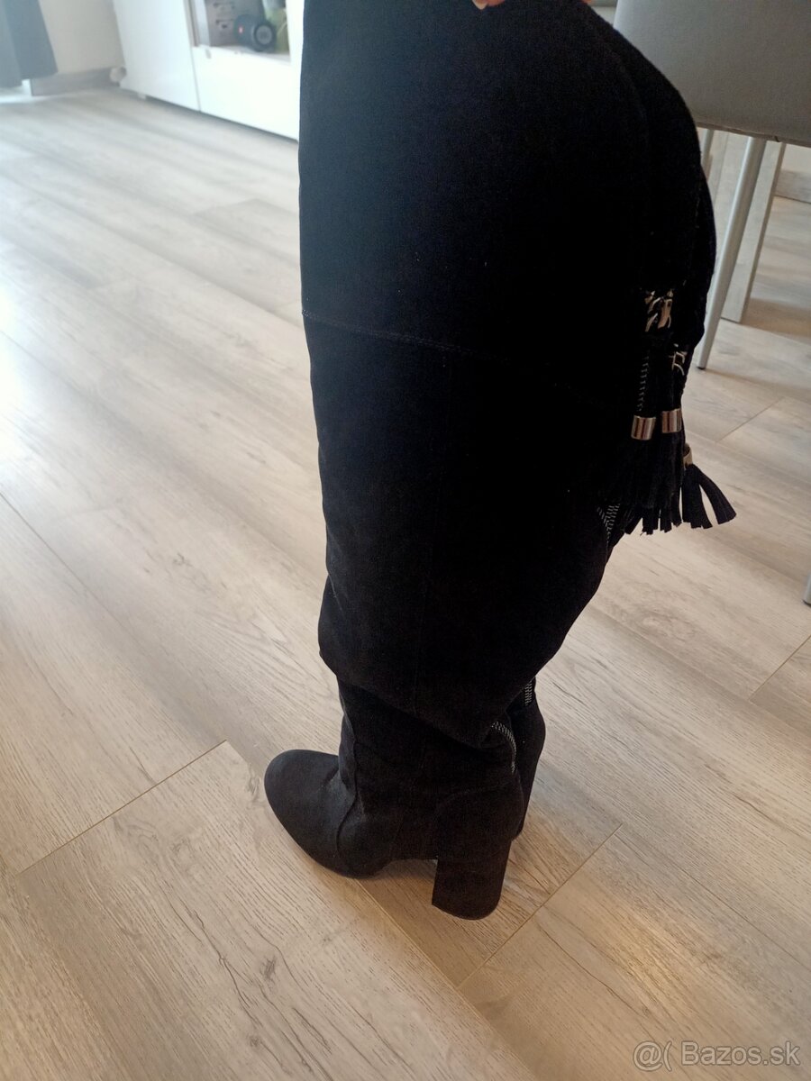 Dámske čierne semišové čižmy - 3