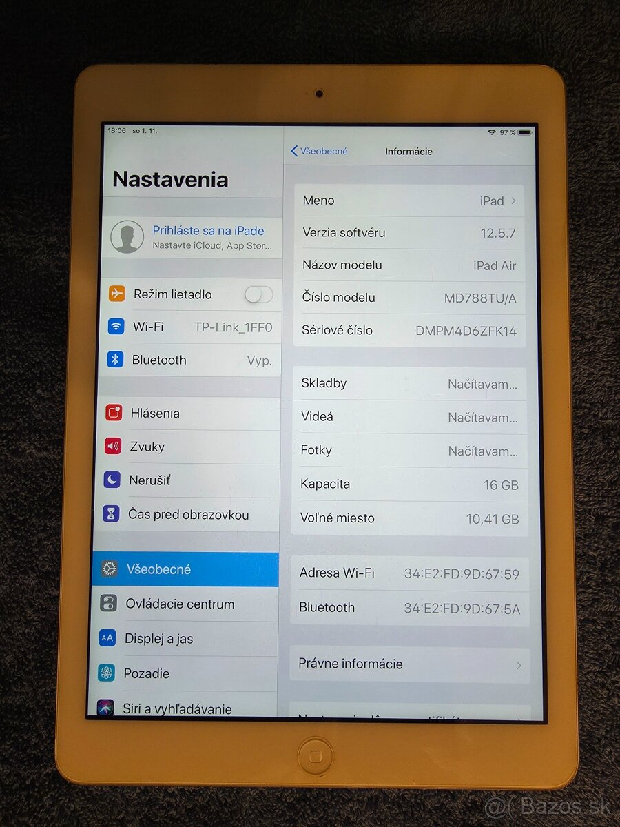 Ipad Air silver9.7 retina displej používaný plne funkčný ios - 3