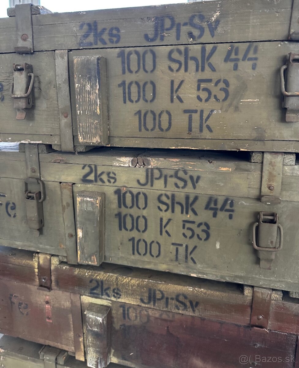 Drevená vojenská bedňa muničná - 3