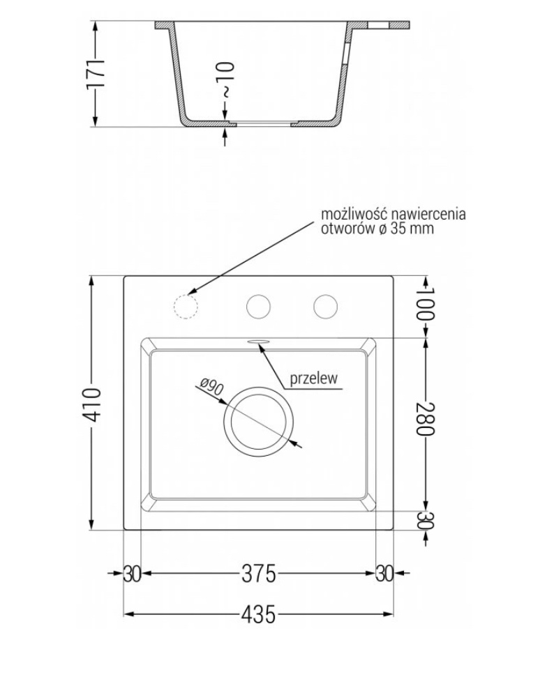 Granitový drez čierny nový - 3