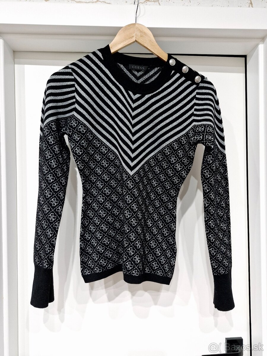 NOVE Guess pleteny monogram sveter XS, S - 3