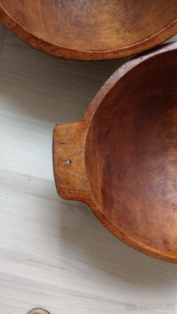 Starožitné drevené korýtko 2 ks - 3