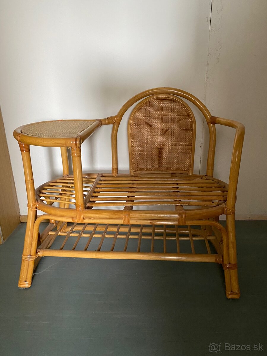 Ratanová lavica s odkladacím stolíkom - 3