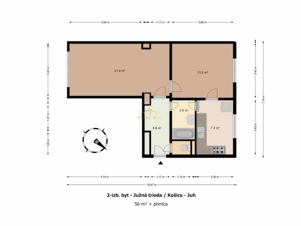 Väčší pekný 2-izbový byt 56 m² pri CENTRE / Južná trieda - 3
