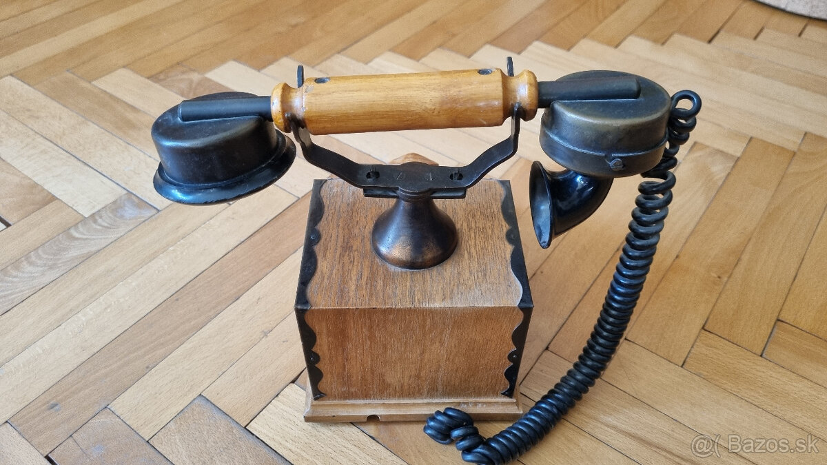 drevený retro telefón Tesla - 3