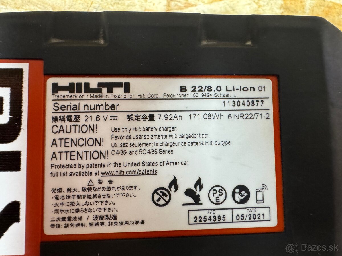 HILTI 8AH batéria - 3