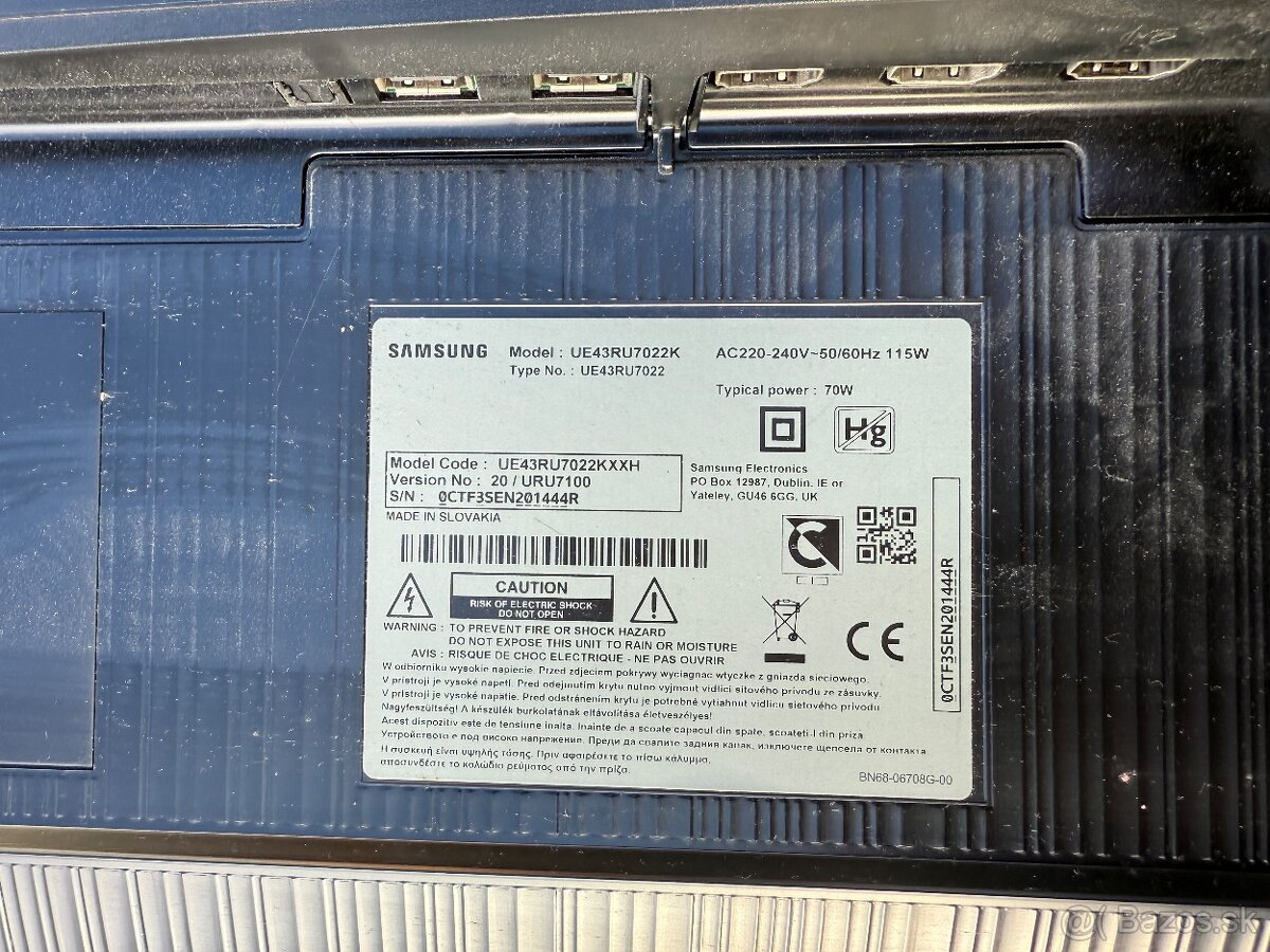 Predám TV Samsung UE43RU7022K - 3