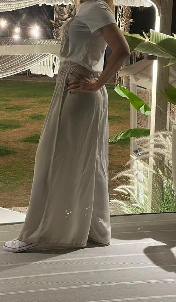 Trendové široké talianske béžové nohavice - 3