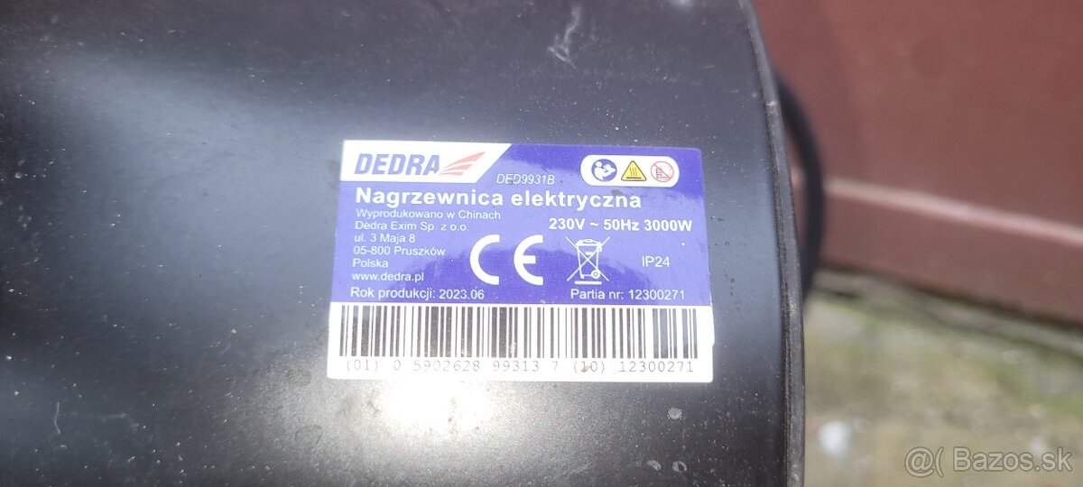 Elektrický ohrievač 3,0 kW sieťový, vstavaný snímač teploty - 3