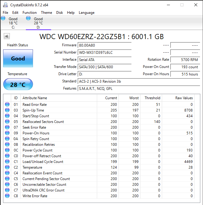 Western Digital, 6TB, WD60EZRZ - 3