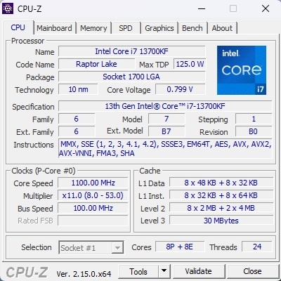Intel Core i7-13700KF, 3.40 GHz, 30 MB Cache, socket 1700 - 3