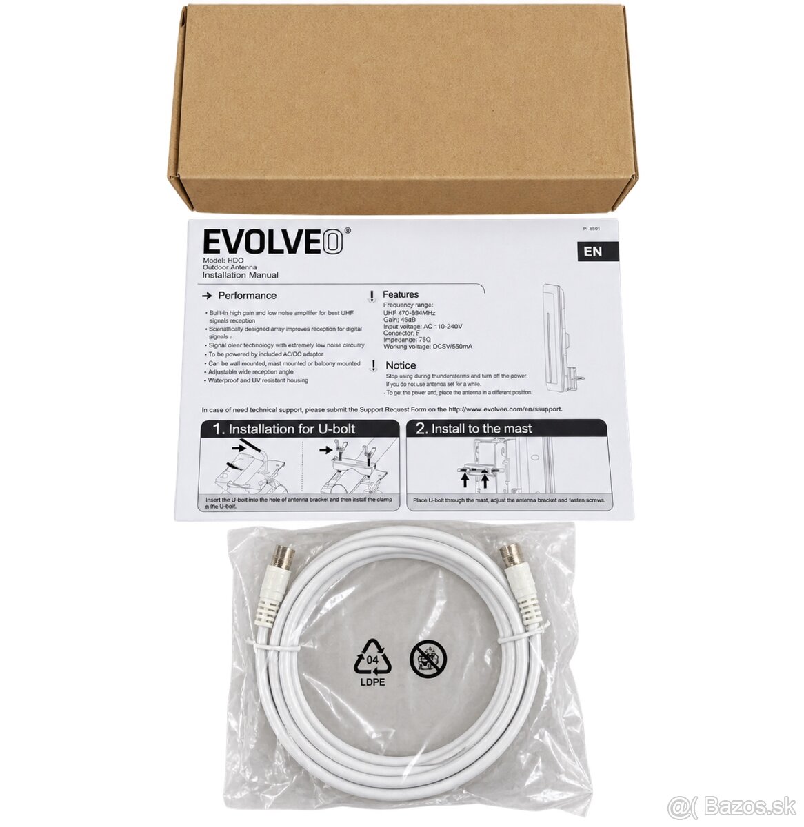 EVOLVEO HDO digitálna antna, TV anténa, DVB-T, DVB-T2, - 3