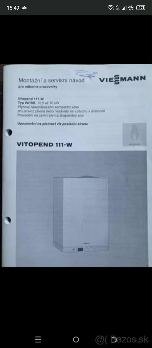 Ponúkam na predaj plynový kotol Viesmann Vitopend111w - 3