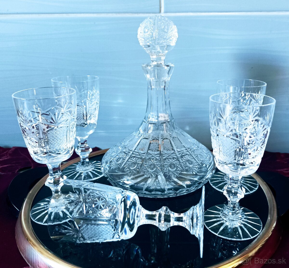 Krištáľová karafa+ poháre - 3