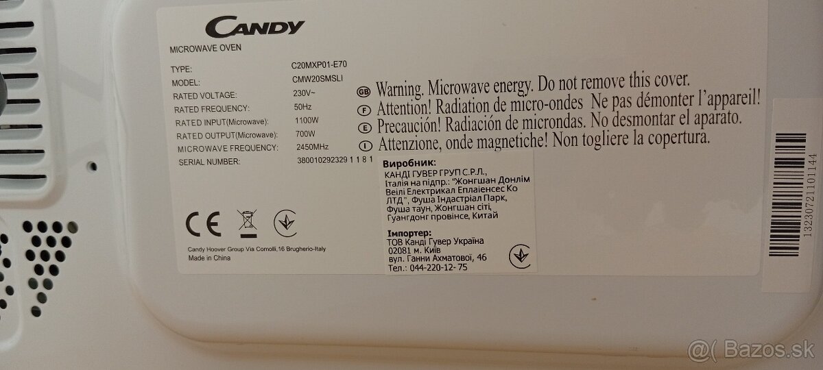 Predám mikrovlnku CANDY - 3