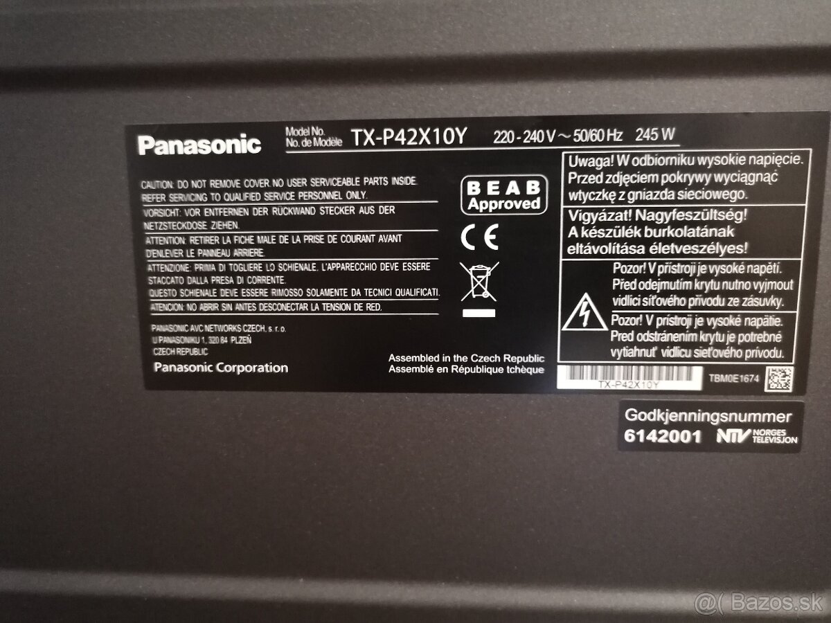 Ponúkam Panasonic plazma TV VIERA TX-P42X10Y (42") - 3